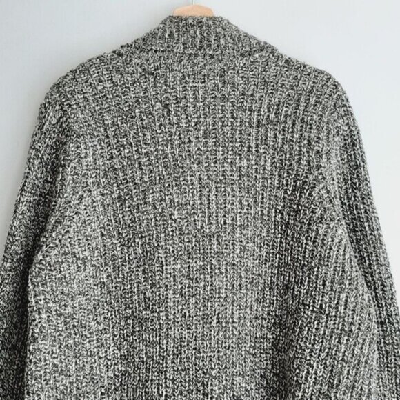 FAR WEST Toggle Button Boyfriend Cardigan Chunky Knit Melange Gray Sz XL - Picture 9 of 13